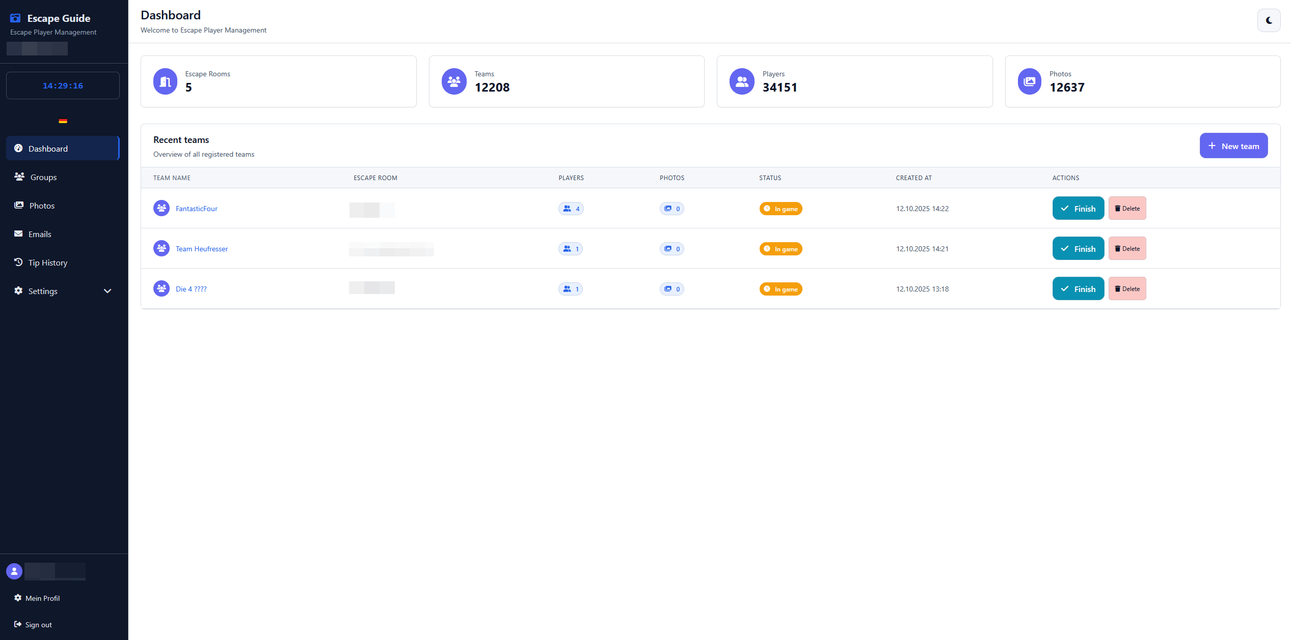 Escape Guide Dashboard